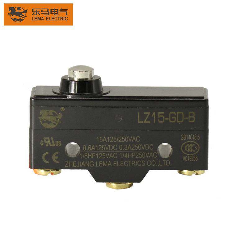 China Wholesale Micro Switch T125 5e4 Factory –  LZ15-GD-B mechanical lever latching 125VAC 15a micro switch for general basic switch – Lema