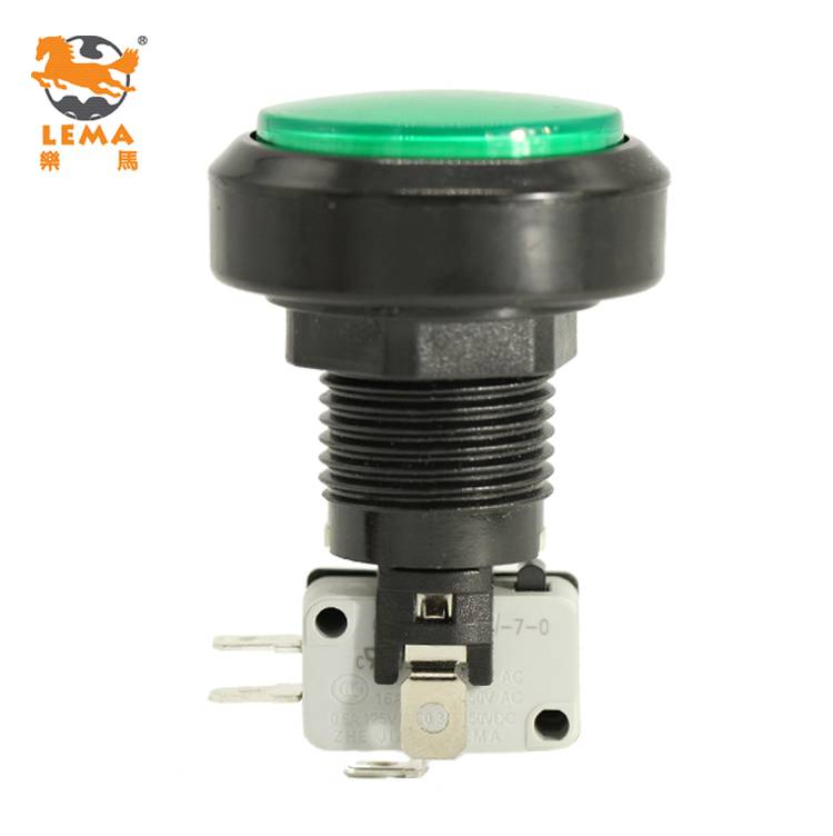 China Wholesale Micro Push Button Micro Switch No Nc Together Quotes –  Lema PBS-004 green plastic push button switch 220v for arcade machine – Lema