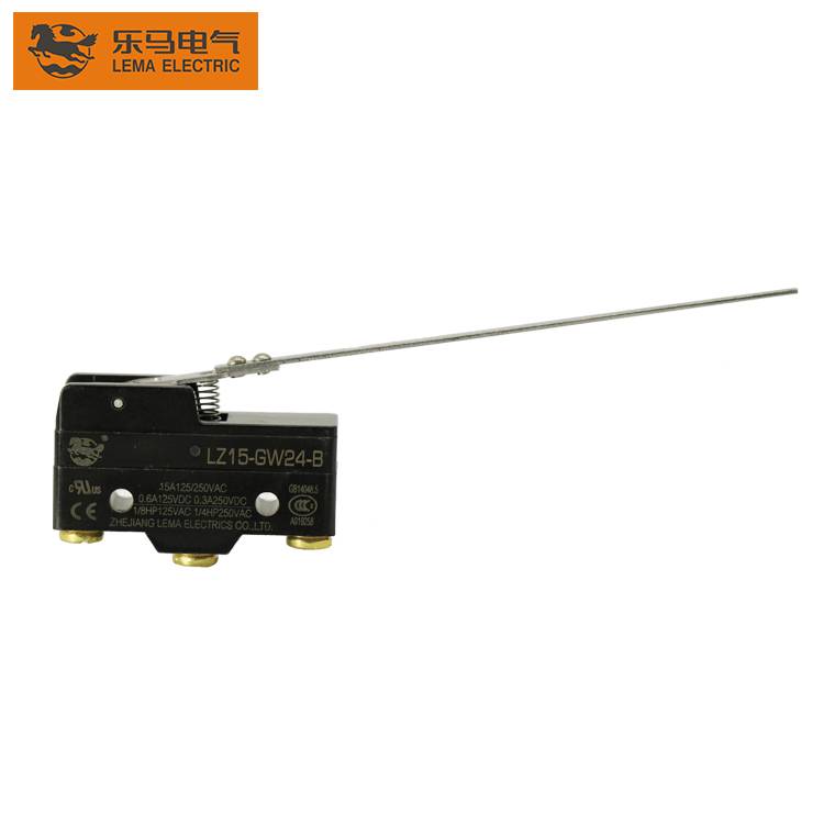 China Wholesale Micro Electrical Switch Factory –  Lema LZ15-GW24-B low force long hinge lever micro switch sealed micro switch – Lema