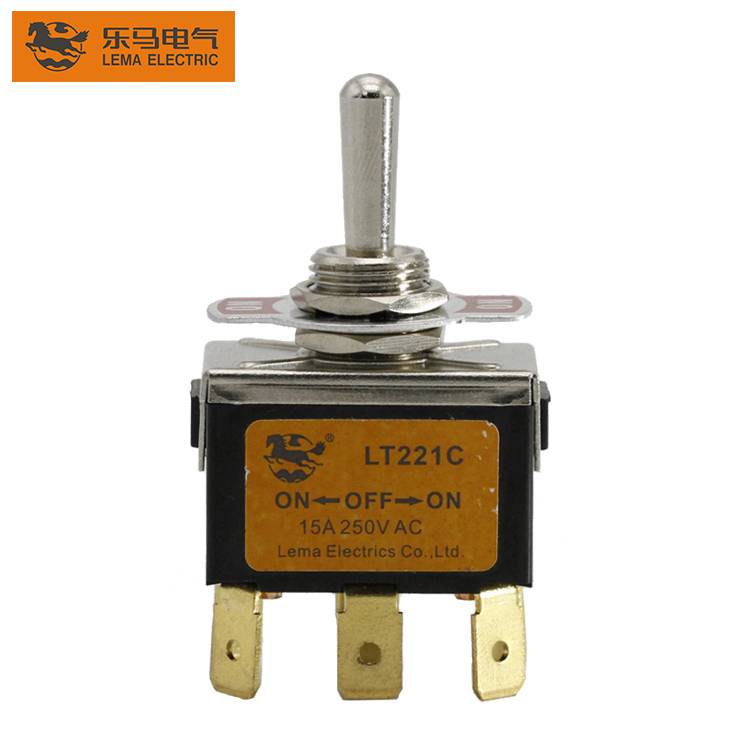Lema LT221C ON-OFF-ON 3 Position DPDT Heavy Duty Toggle Switch
