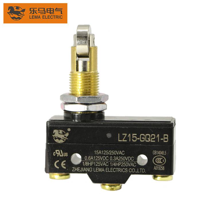 China Wholesale Water Heater Micro Switch Factories –  LZ15-GQ21-B Panel Mount Cross Roller Plunger LXW-511Q2 TM1309 Micro Limit Switch – Lema