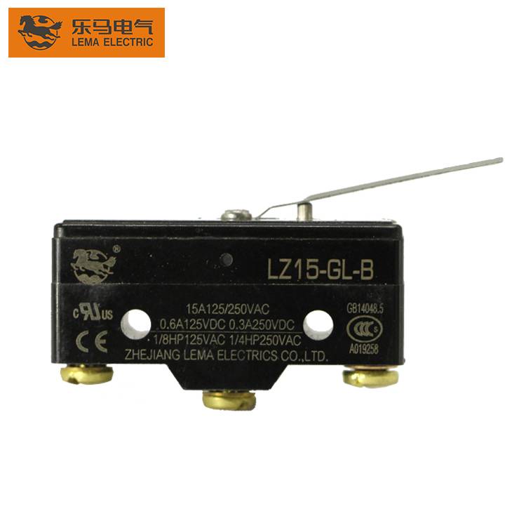China Wholesale 16a Micro Switch Com No Factory –  LZ15-GL-B Leaf Spring Lever LXW-515X TM1301 15A 250VAC Micro Switch – Lema