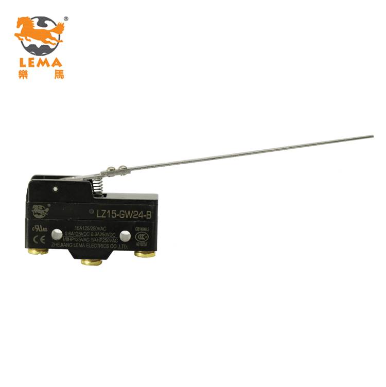 China Wholesale Micro Switch 16a 250v Suppliers –  Lema LZ15-GW24-B low force long hinge lever limit switch mini limit switch for egg incubator – Lema