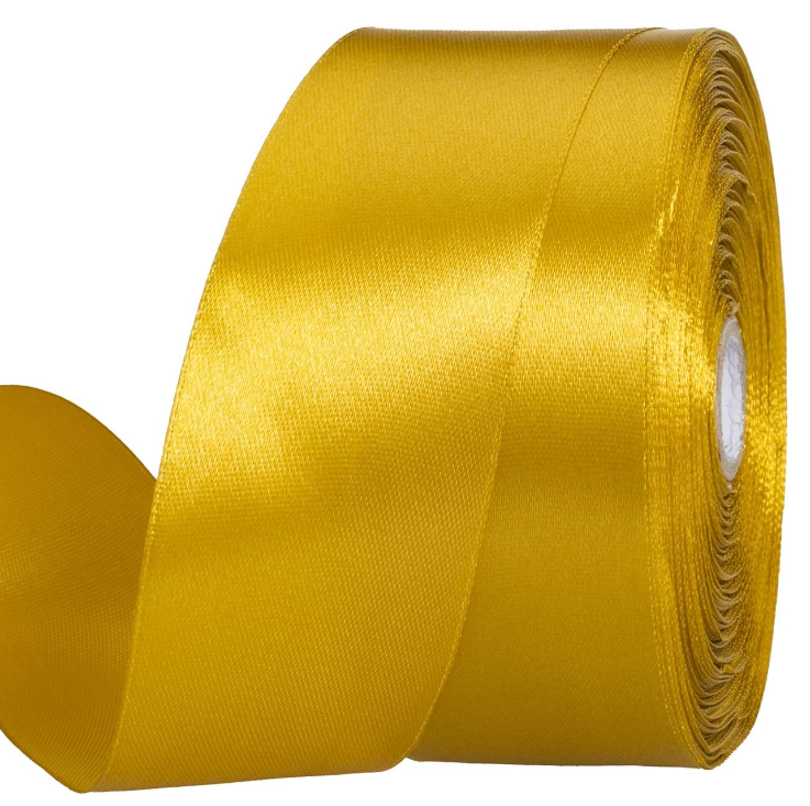 LEMO 1 12 Inch Gold Solid Satin Ribbon Craft Fabric Ribbon for Gift Wrapping Floral Bouquets Wedding Party Decoration