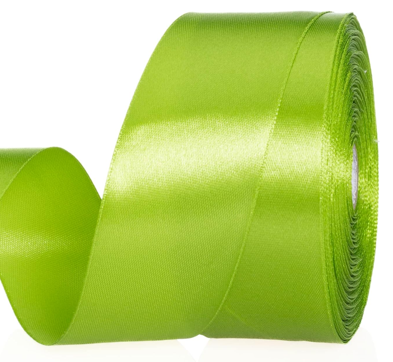 LEMO 1 12 Inch Apple Green Solid Satin Ribbon Craft Fabric Ribbon for Gift Wrapping Floral Bouquets Wedding Party Decoration
