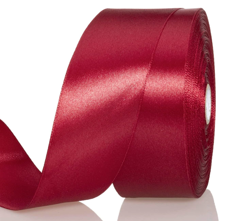 LEMO 1 1/2 Inch Dark Red Solid Satin Ribbon, 50 Yards Craft Fabric Ribbon for Gift Wrapping Floral Bouquets Wedding Party Decoration
