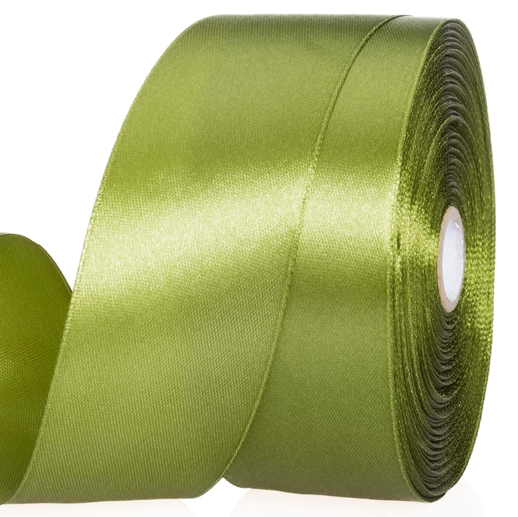 LEMO 1 12 Inch Moss Green Solid Satin Ribbon Craft Fabric Ribbon for Gift Wrapping Floral Bouquets Wedding Party Decoration