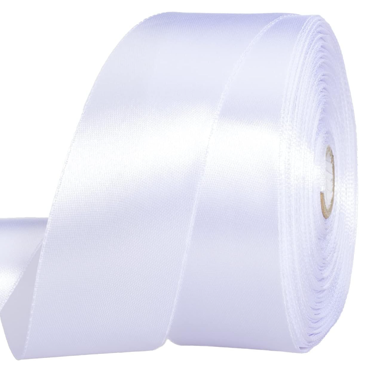 LEMO 1 12 Inch White Solid Satin Ribbon Craft Fabric Ribbon for Gift Wrapping Floral Bouquets Wedding Party Decoration