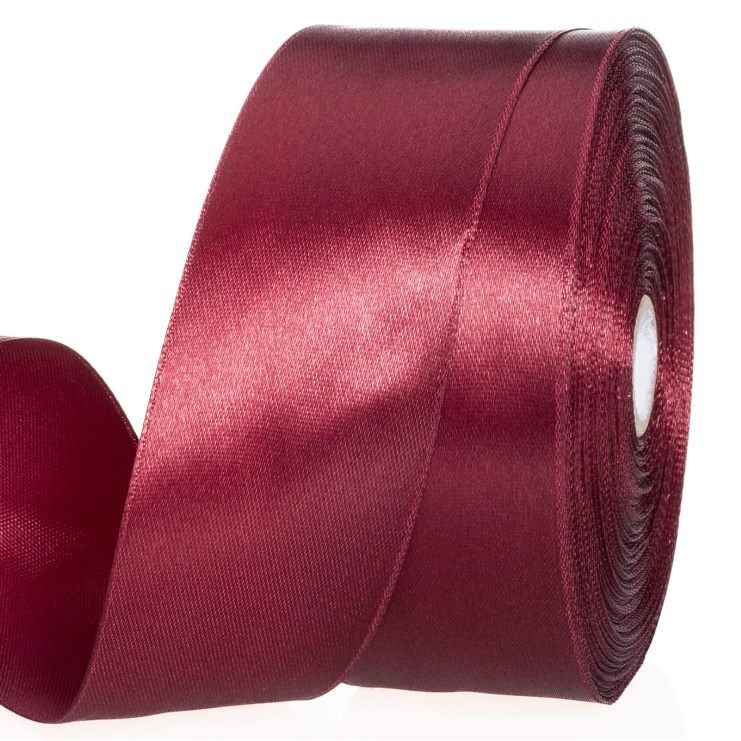 LEMO 1 12 Inch Wine Red Solid Satin Ribbon Craft Fabric Ribbon for Gift Wrapping Floral Bouquets Wedding Party Decoration
