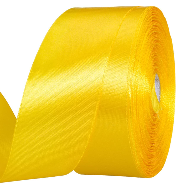 LEMO 1 12 Inch Yellow Solid Satin Ribbon Craft Fabric Ribbon for Gift Wrapping Floral Bouquets Wedding Party Decoration