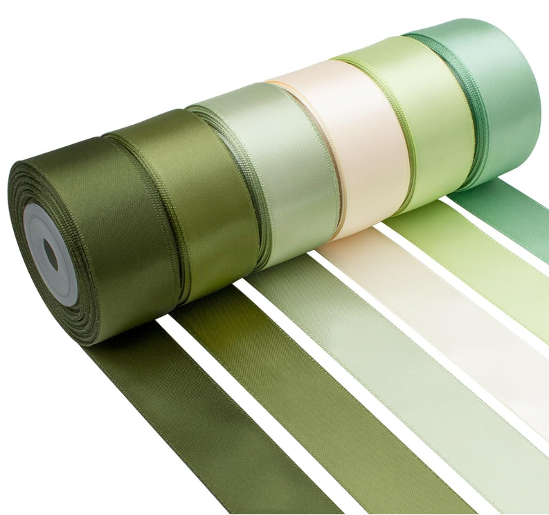 LEMO Cinta de raso de poliéster de cor sólida personalizada de 2 polgadas verde salvia para embalaxe de agasallo