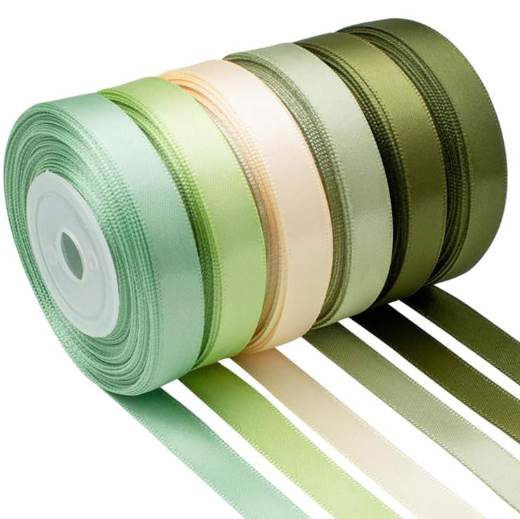 Fita de cetim de poliéster personalizada para embalagem de presente em cor sólida verde prudente de 38 mm/1,5 polegadas