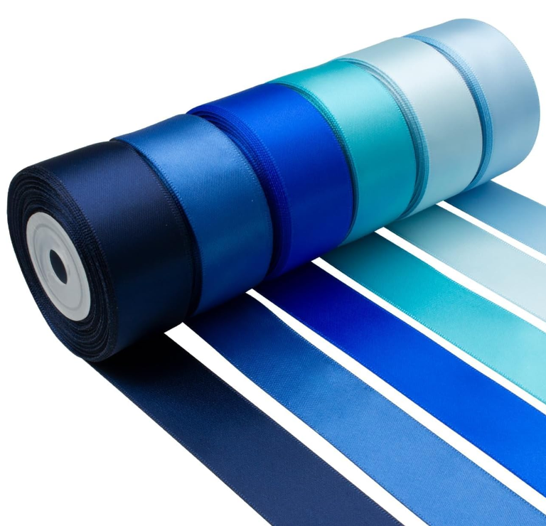 Custom Color Polyester Satin Ribbon 38mm/1.5 Inch Sage Blue For Gift Packing