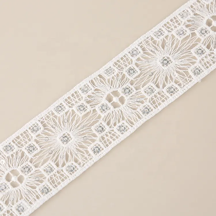 Wedding Dress Webbing Polyester Water Soluble Chemical Lace Ribbon Embroidery Guipure Trim for Garment Accessories
