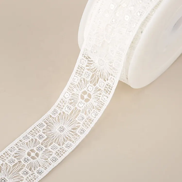 Wedding Dress Webbing Polyester Water Soluble Chemical Lace Ribbon Embroidery Guipure Trim for Garment Accessories