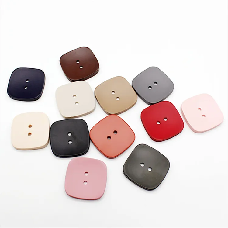 Square resin material painting color coat button spray paint two holes buttons for Cashmere coat