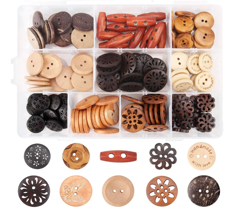 Assorted Wooden Handmade Buttons Sewing Art DIY Craft