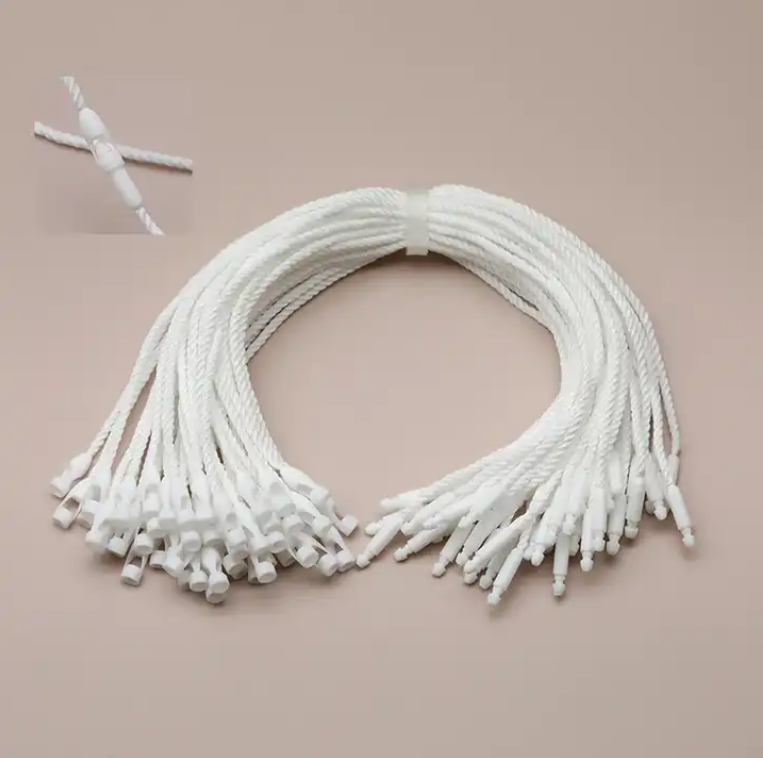 White Hanging Granule Nylon String Nylon Snap Lock Pin Loop Fastener Hook Ties for Clothes Tags Price Tags