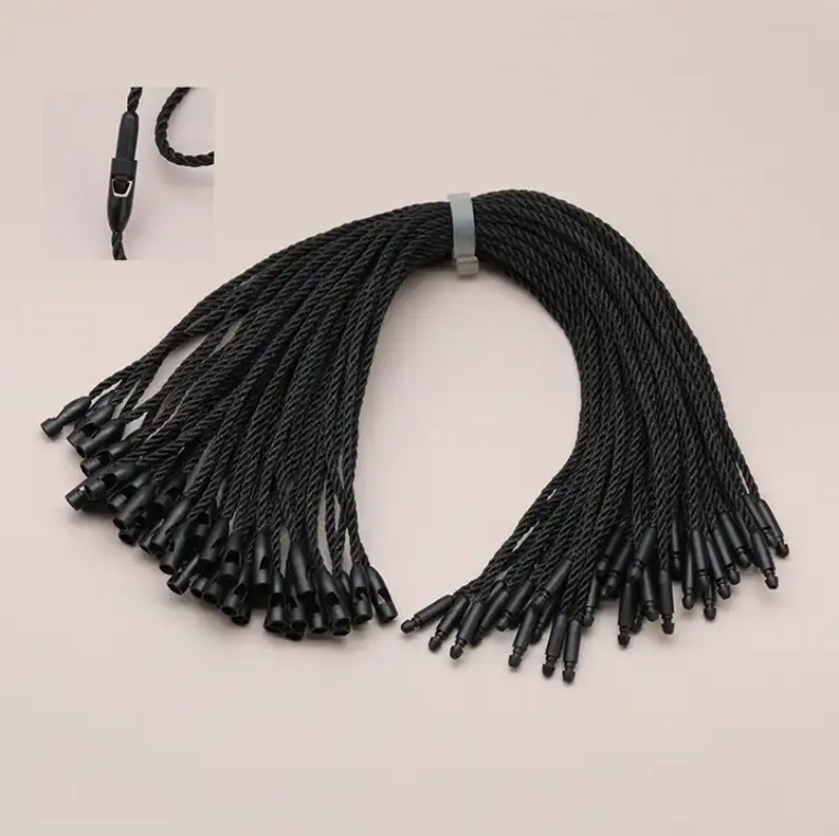 Black Hanging Granule Nylon String Nylon Snap Lock Pin Loop Fastener Hook Ties for Clothes Tags Price Tags