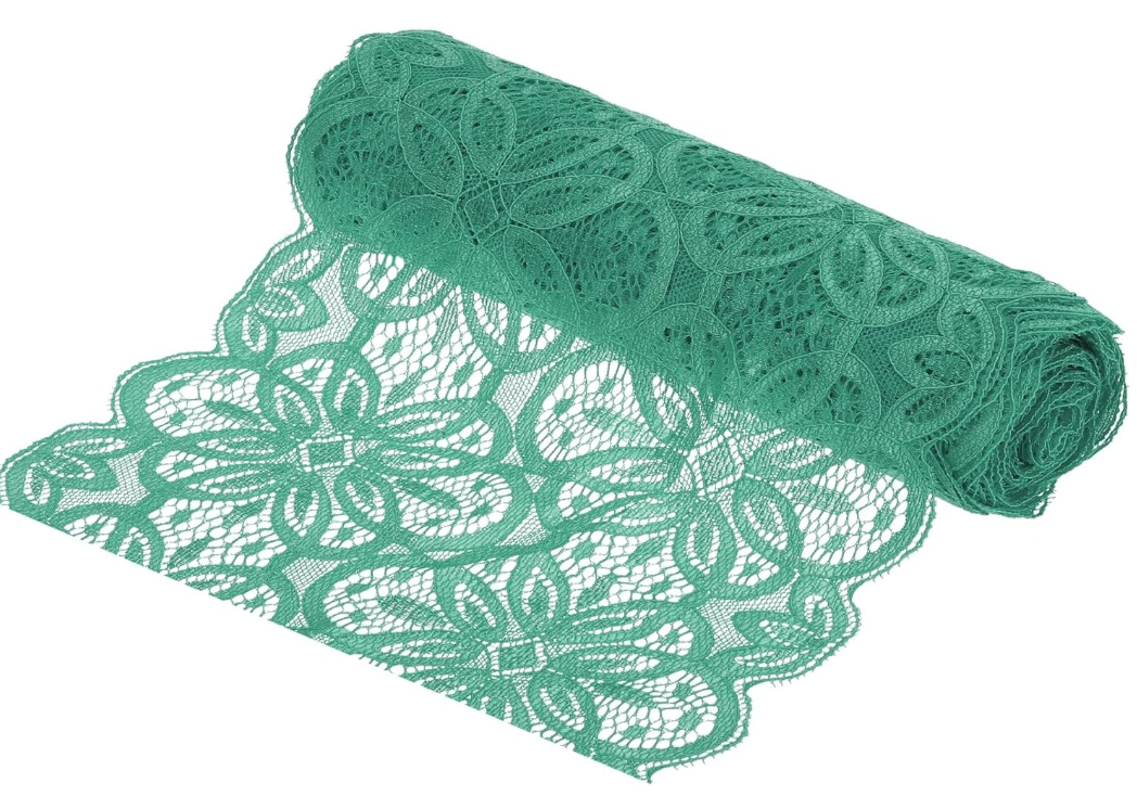 Kanten lint 10 yards 7 inch kanten bloemversiering voor ambachtelijke geschenkverpakkingen hoofdbanden bruiloft groen