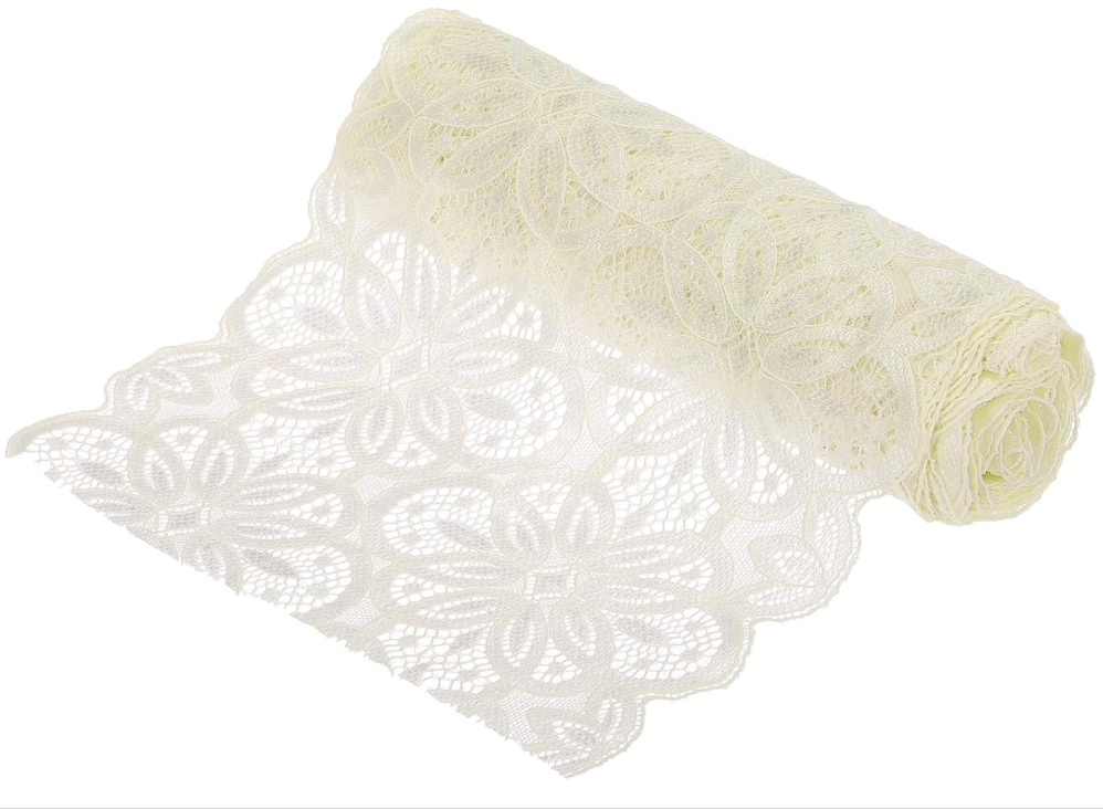 Lace Ribbon 10 Yards 7 Inch Lace Flower Trim para sa Craft Gift Wrappers Headbands Kasal Grayish Putli Puti