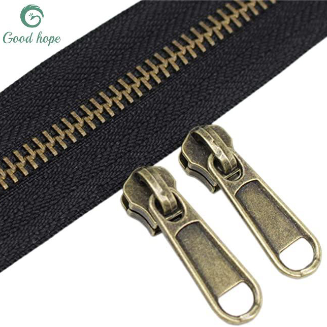3#, 4#, 5# Close End Metal Zip Brass Teeth Jacket Zipper Custom Color Metal Zipper