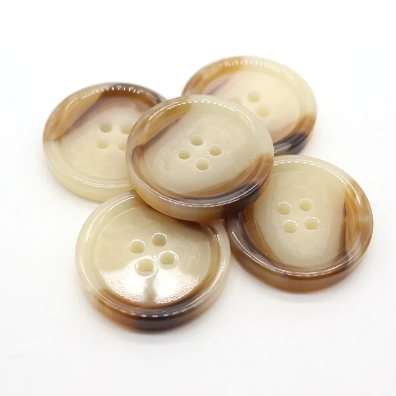 Charming Resin Button Shirt Brown and White Buttons Round Corn Cob Recyclable Large Dry Cleaning for Clothing