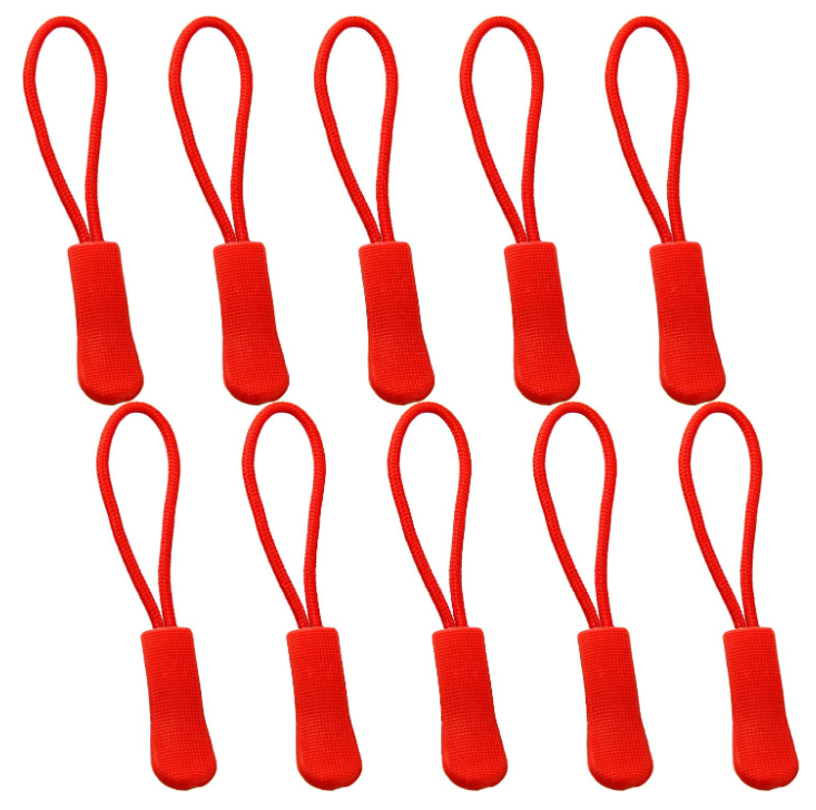 Extensor de cordón de reemplazo vermello personalizado con cremallera para mochilas, chaquetas, equipaxe, carteiras, bolsos