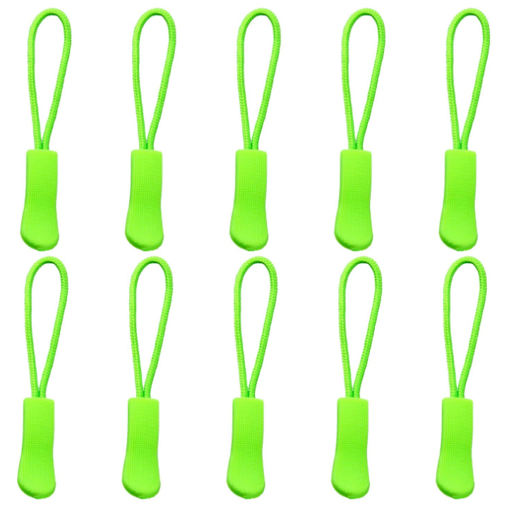 Custom Green Replacement Zipper Pulls Cord Extender for Backpacks Jackets Luggage Purses Handbags