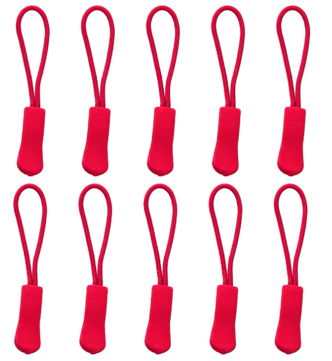 Custom Rose Red Replacement Zipper Pulls Cord Extender for Backpacks Jackets Luggage Purses Handbags