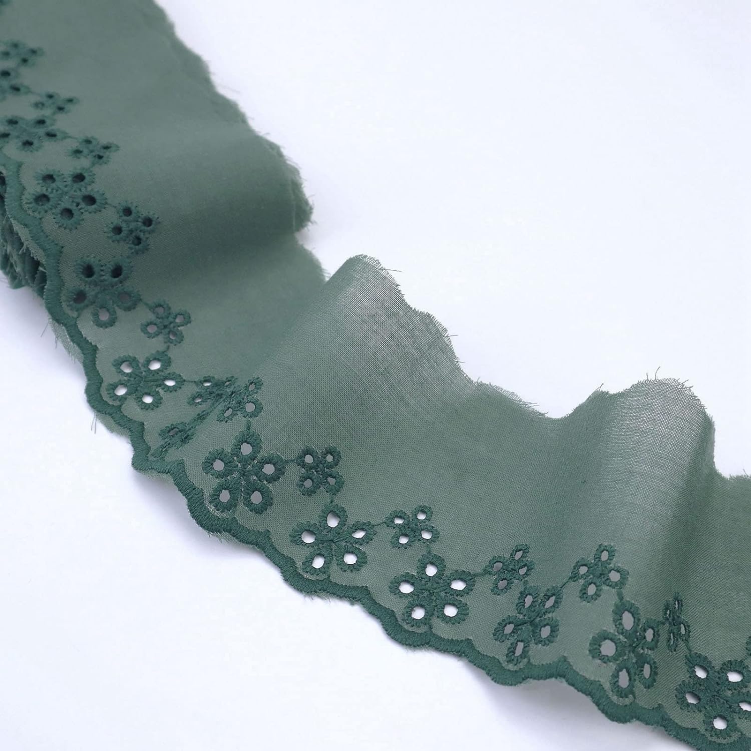 LEMO green decorative embroidery tc lace for home textile DIY process
