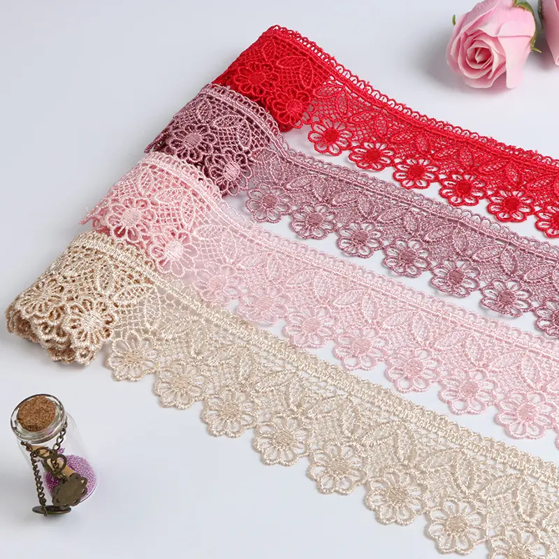 Hot Sale Wholesale Manufacturer New Trend Water Soluble Lace Embroidery 100%Polyester Chemical Lace For Girls Skirts Trimmings Lace French Lace Embroidery Designs