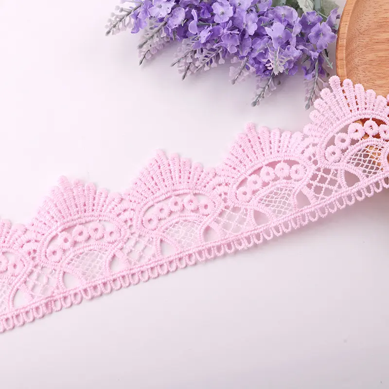 Wholesale embroidery Lace Trim Customized Lace 100%Polyester Colorful Embroidery Trim Lace For Sewing Accessories Fashion Design Multicolour Exquisite Milk Silk Embroidery Hollow Water Soluble Lace...