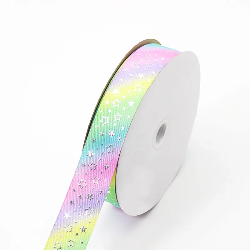 LEMO Wholesale Craft Wired Custom Color Custom Pattern Polyester Silver Foil Satin Ribbon for Gifts
