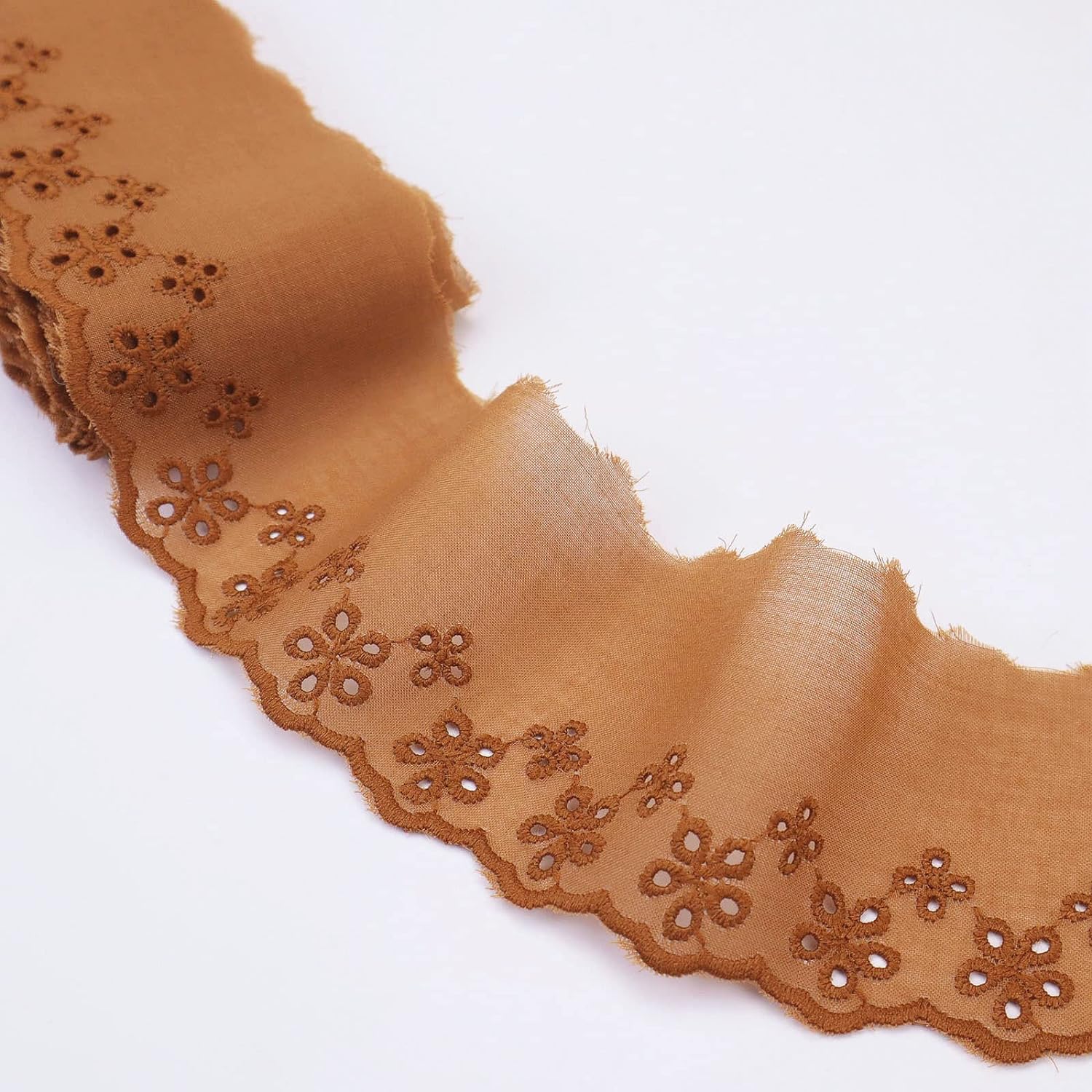 LEMO factory direct sales brown TC lace cotton fabric embroidery lace DIY decorative children’s clothing accessories