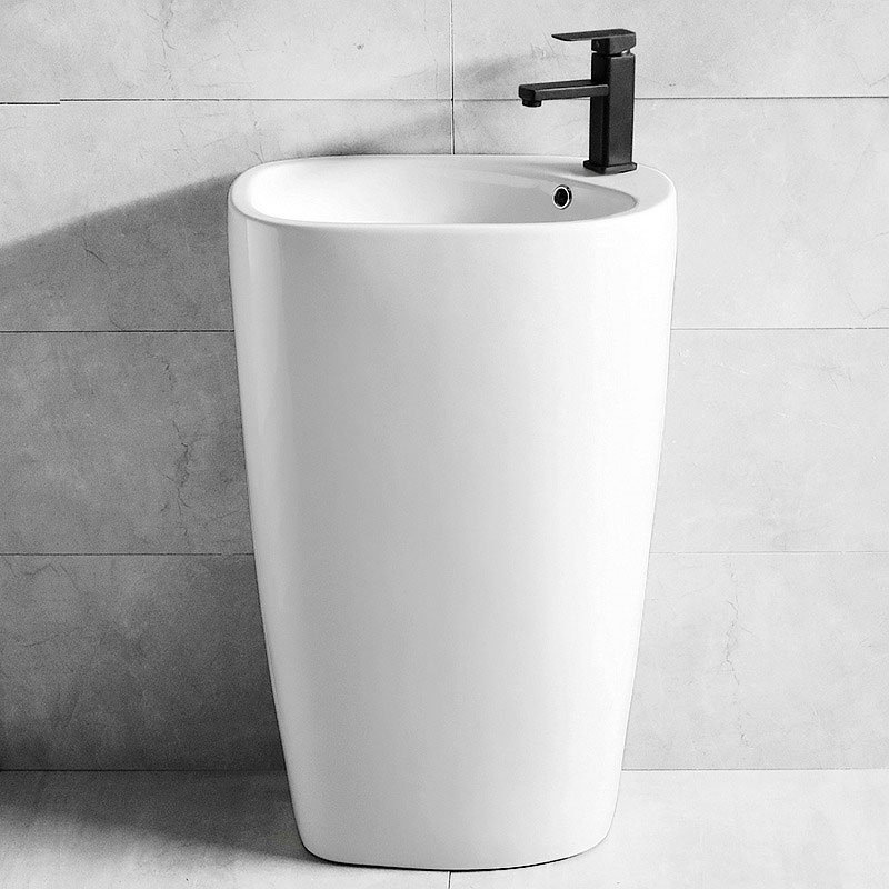 New deign Bathroom ceramic one piece pedestal basin floor standing washbasin