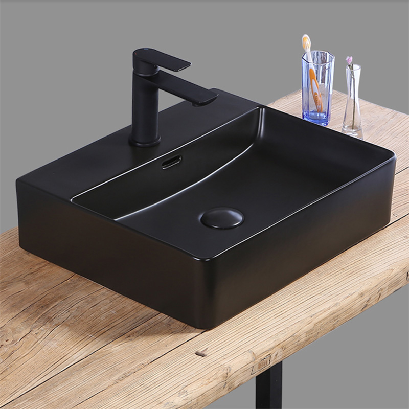 Bathroom Art basin ceramic matte black thin edge counter top sinks