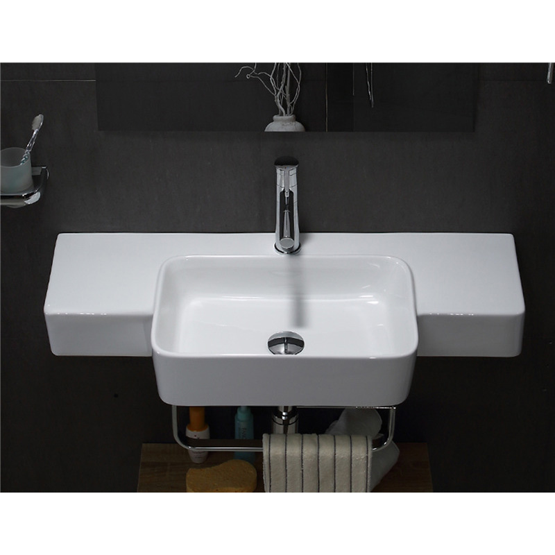 Cheap PriceList for Vanity Basin - Modern rectangle Waschbecken bathroom ceramic sink basin hanging washbasin with bracket – LEPPA