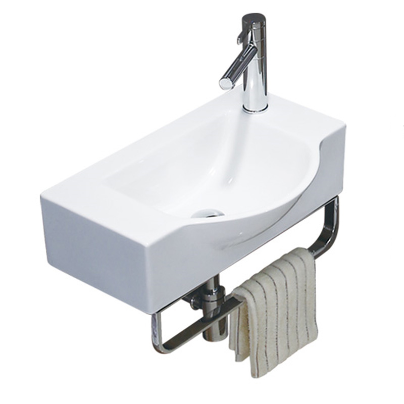 Special Price for Small Cloakroom Basin - High Grade Wall hung sink ceramic Bathroom hanging basin with towel rack – LEPPA