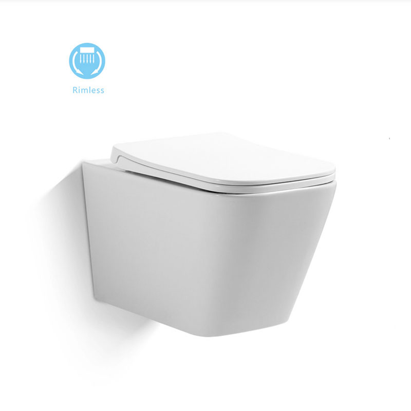 OEM/ODM Manufacturer Automotive Board Assembly - High quality ceramic square wall mounted WC Rimless with UF seat cover toilette  – LEPPA