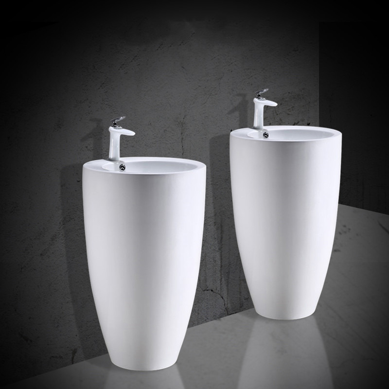 Ceramic round pedestal basins floor mounted hand wash basin