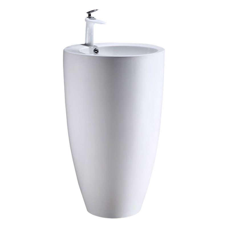 Factory Price For Double Basin Vanity Unit - Ceramic round pedestal basins floor mounted hand wash basin – LEPPA