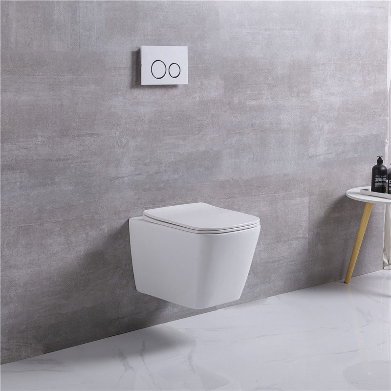 European UF/PP soft closing seat wc square shape rimless wall hung toilets