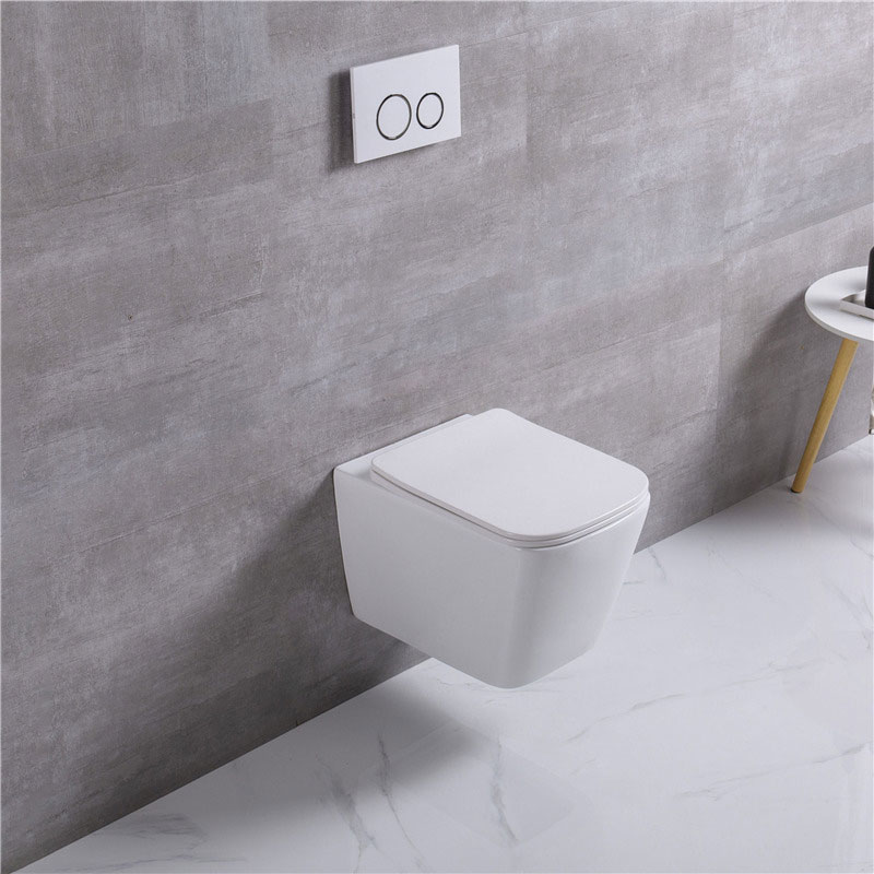 European UF/PP soft closing seat wc square shape rimless wall hung toilets