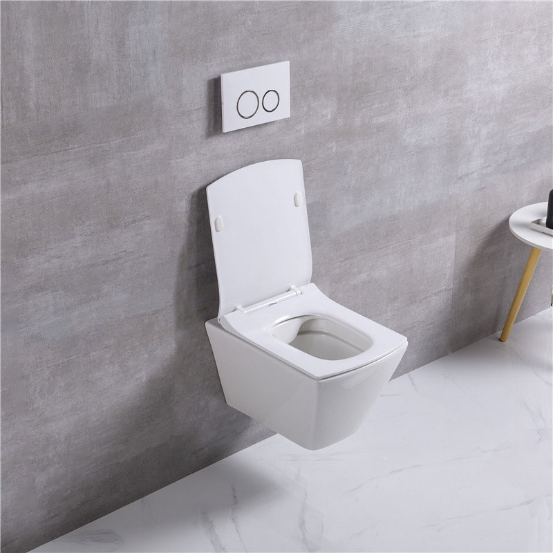 European style wall hung bowl with hidden water tank square design toilet rimless