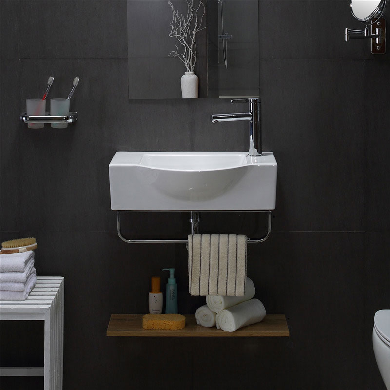 High Grade Wall hung sink ceramic Bathroom hanging basin with towel rack