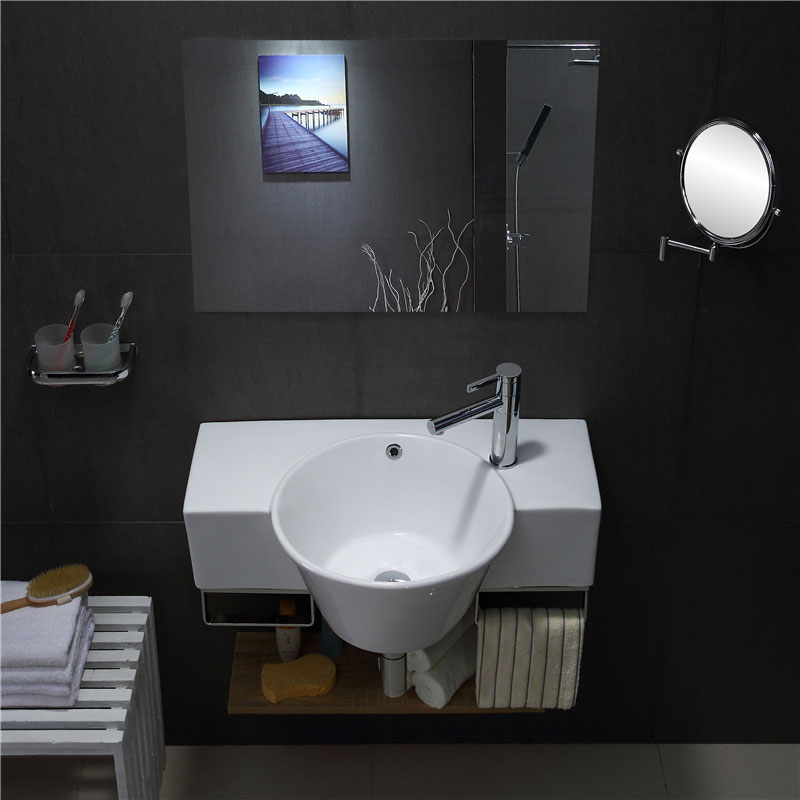 European wall mounted vanity wash basin hanging ceramic bathroom wall hung sinks with towel rack