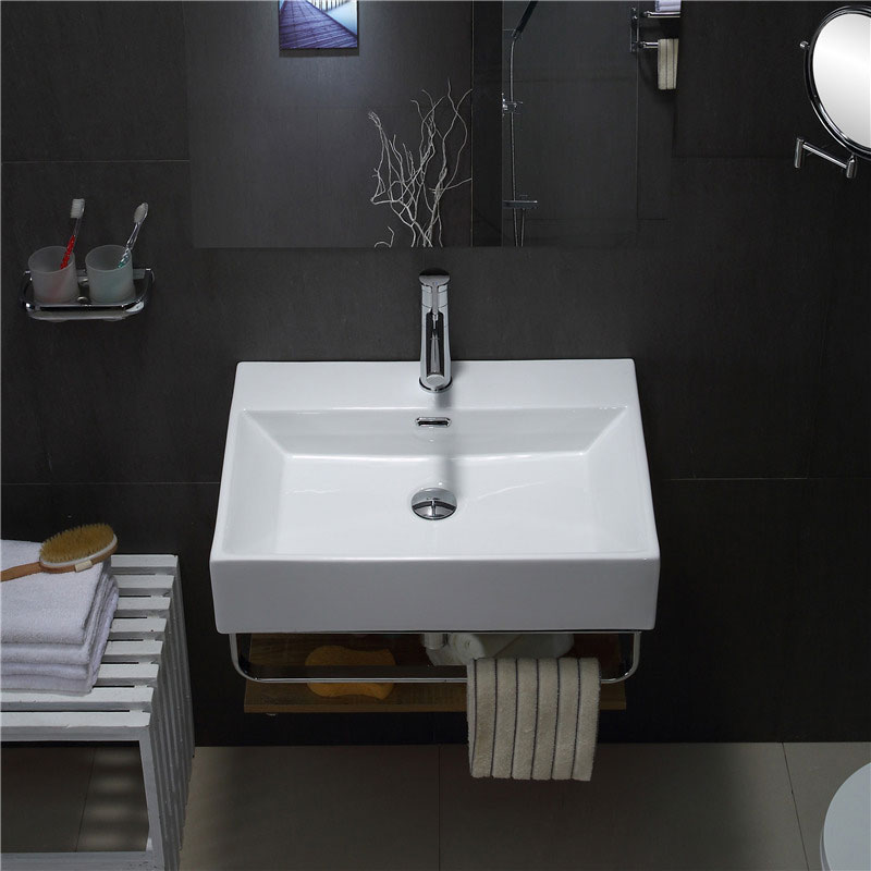 European style ceramic bathroom wall mounted wash basins wall hung basin sink with towel rack