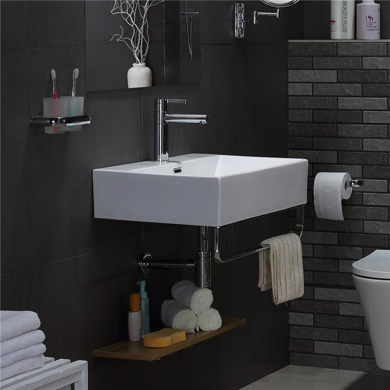 High reputation Cloakroom Basin - European style ceramic bathroom wall mounted wash basins wall hung basin sink with towel rack – LEPPA detail pictures