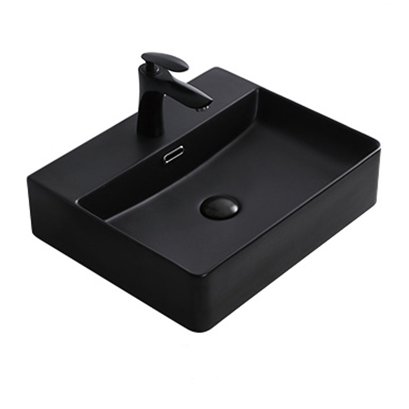 Factory wholesale Vessel Bowl Sink - Bathroom Art basin ceramic matte black thin edge counter top sinks – LEPPA